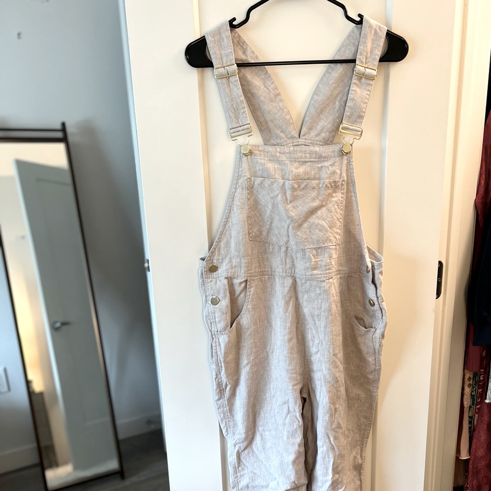 Gray WeWoreWhat Linen Overalls - Picture 2 of 4
